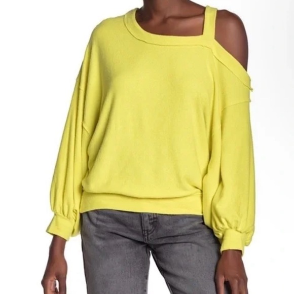 NWT Free People We the Free Flaunt It Top Small in Lemon Squeeze Yellow New - Picture 9 of 10